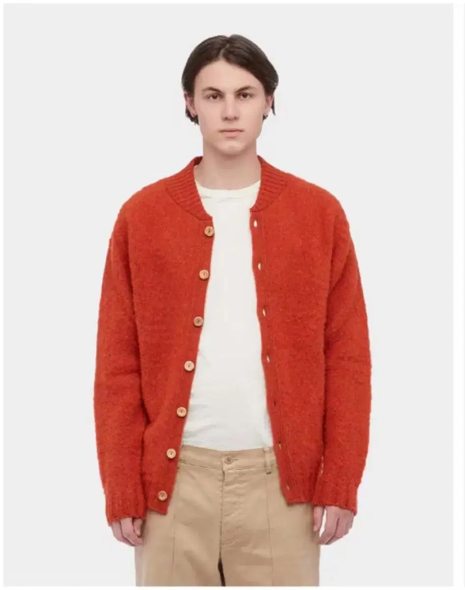 YMC ハーレーオブスコットランド カーディガン baseball cardy rust ニット