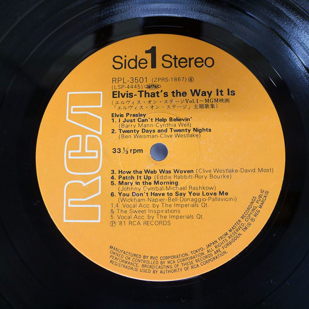 帯付き 国内盤 エルヴィスプレスリー/オンステージ 主題歌集 VOL.1/RCA
