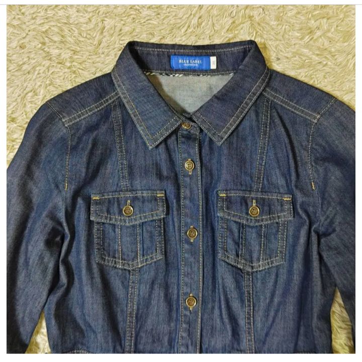 美品✨ブルーレーベルクレストブリッジ デニム シャツワンピース ノバチェック M BLUE LABEL CRESTBRIDGE ブルーレーベルクリストブリッジ デニムシャツ