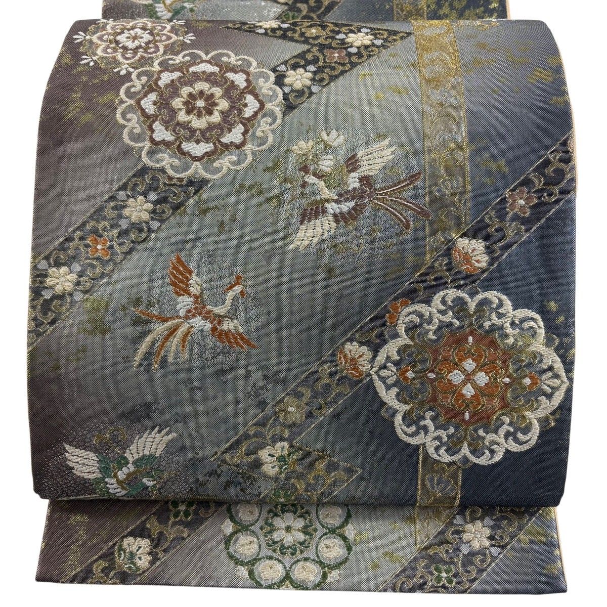 正絹 袋帯 金糸 豪華♡刺繍 華紋 花喰い鳥 花唐草 正絹 袋帯 金糸 豪華♡刺繍 華紋 花喰い鳥 花唐草