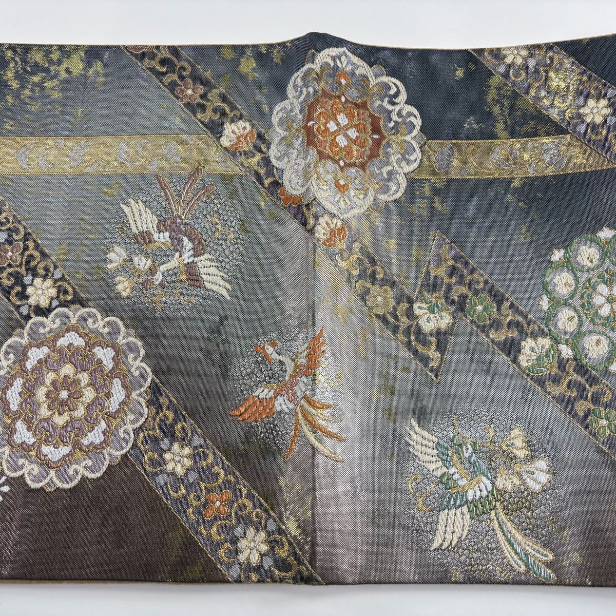 正絹 袋帯 金糸 豪華♡刺繍 華紋 花喰い鳥 花唐草 正絹 袋帯 金糸 豪華♡刺繍 華紋 花喰い鳥 花唐草