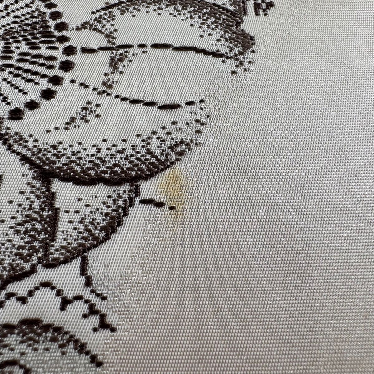 袋帯 秀品 落款 大脇一心監修 関西仕立て 辻が花柄 箔 灰白 六通 正絹