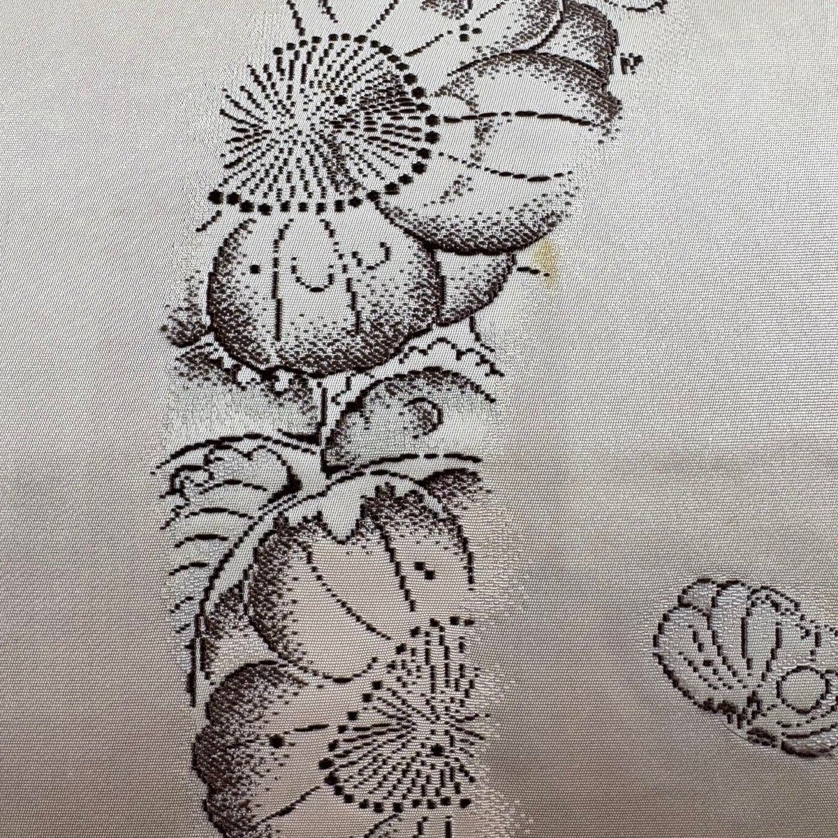 袋帯 秀品 落款 大脇一心監修 関西仕立て 辻が花柄 箔 灰白 六通 正絹