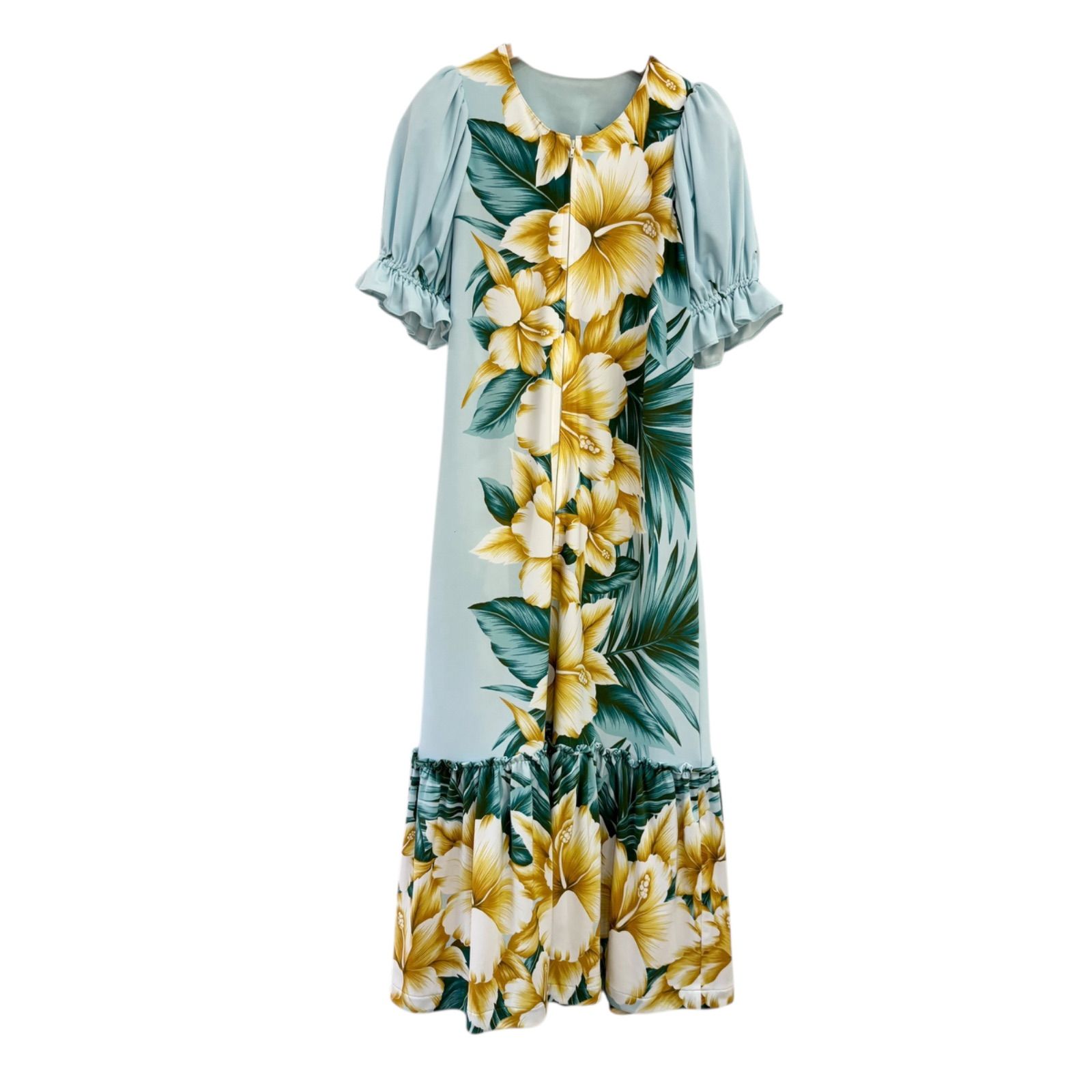 Z1718 フラダンス衣装 ムームー ハワイアンドレス ハイビスカス ライト