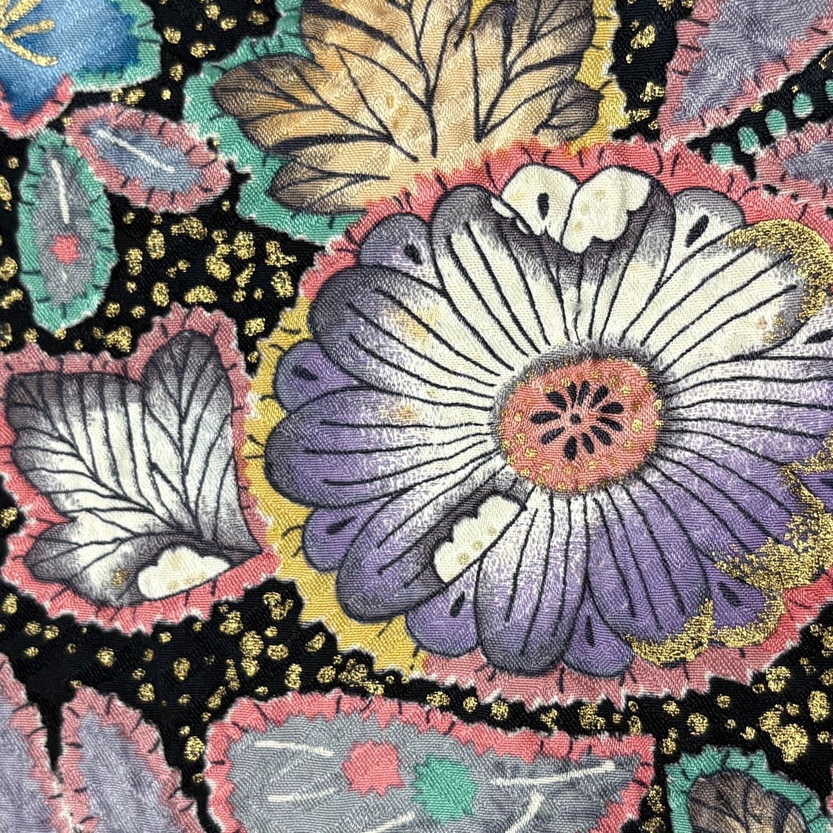 振袖 身丈160cm 裄丈67cm M 袷 草花 流水 金彩 絞り 青緑 正絹 秀品