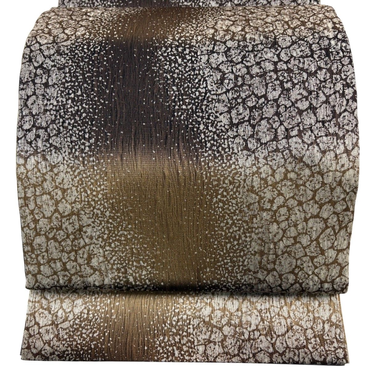 美品】 袋帯 名品 やまと 幾何学 ぼかし 茶色 全通 正絹 【中古