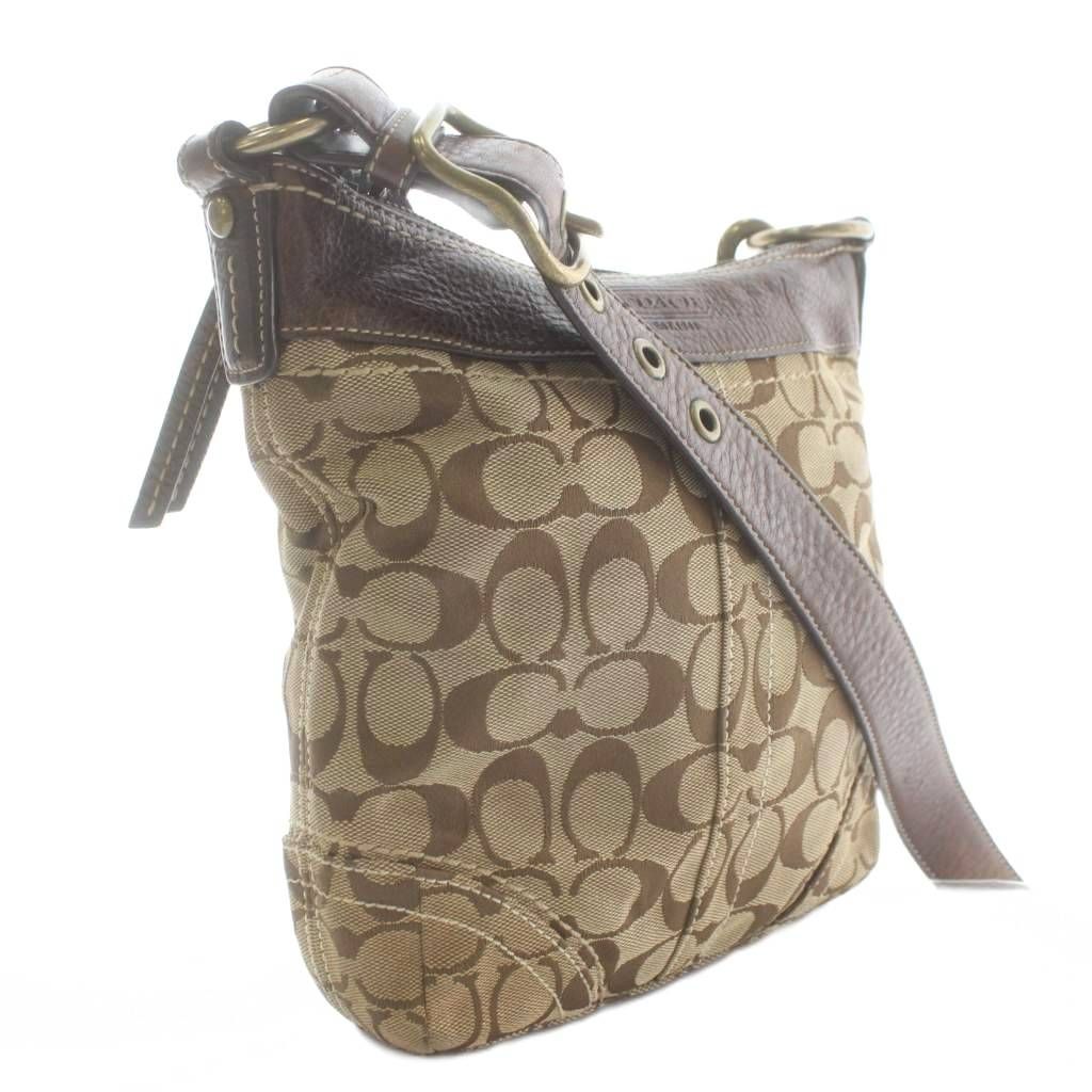 コーチ COACH ショルダーバッグ キャンバス レザー シグネチャー 総柄