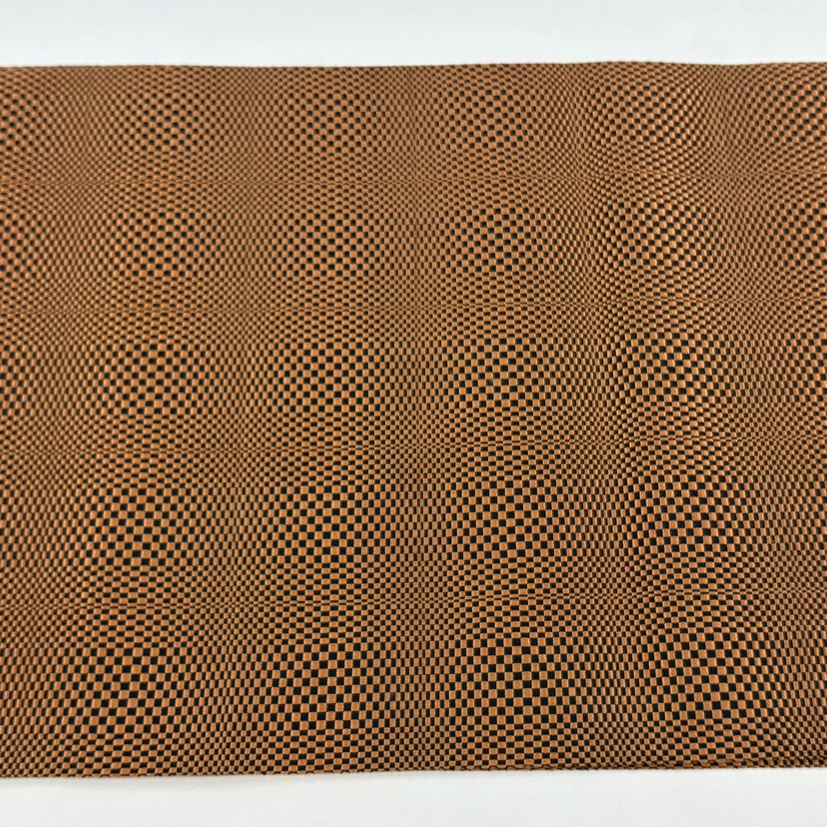 名古屋帯 秀品 八寸名古屋帯 松葉仕立て 市松 幾何学 オレンジ 正絹