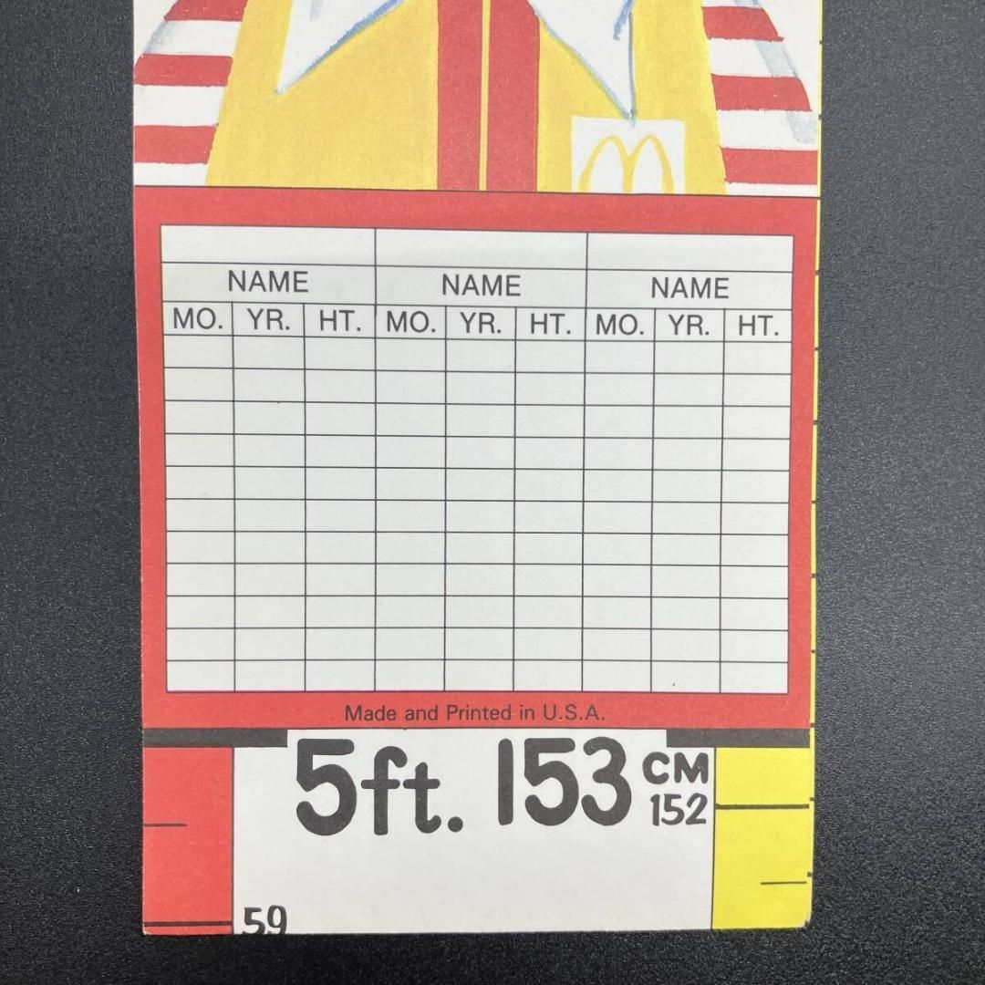 マクドナルド 1981年　身長計　ポスター 看板 サイン ビンテージ　USA製 マクドナルド 1981 ロナルド 身長計 ポスター 看板 サイン McDonald's