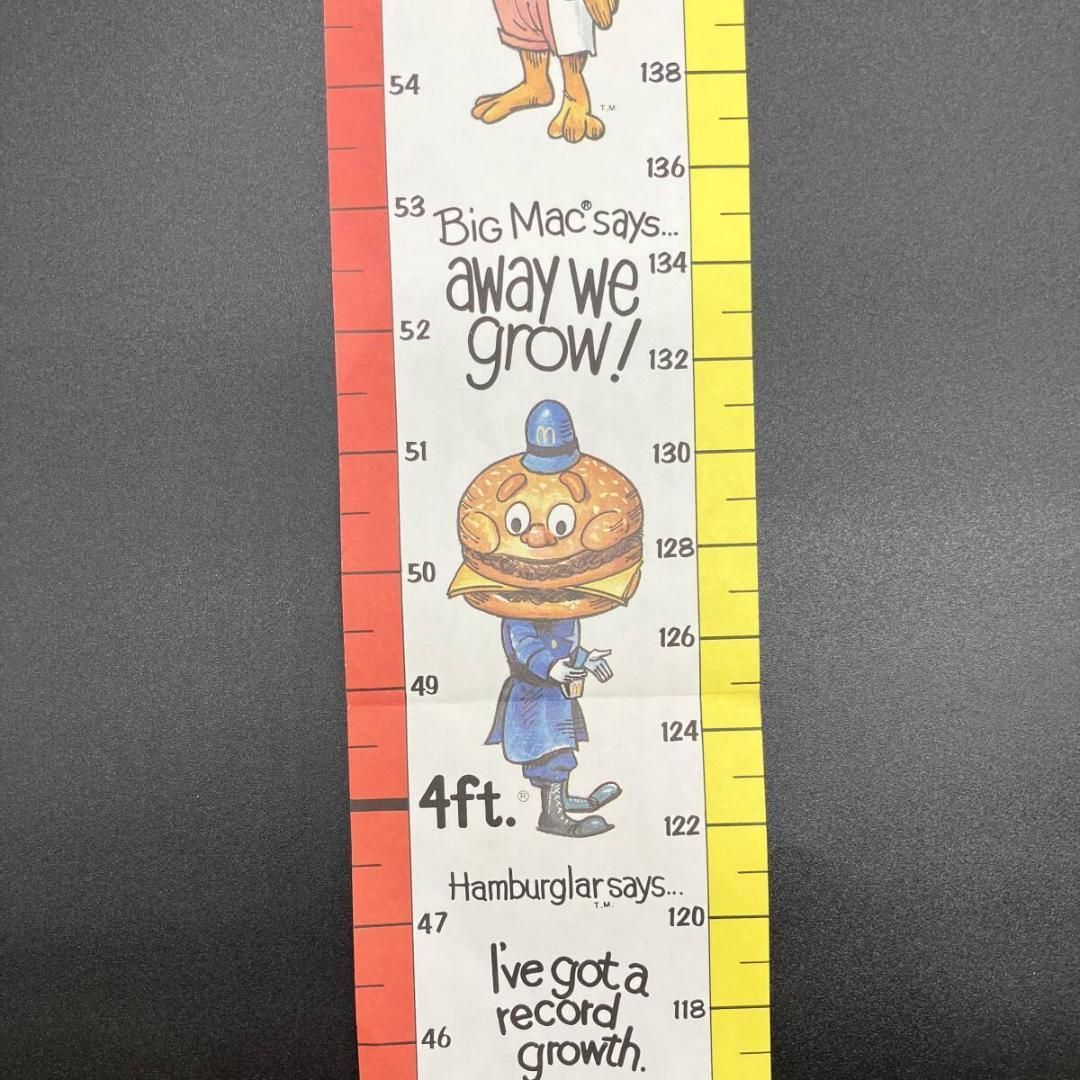 マクドナルド 1981年　身長計　ポスター 看板 サイン ビンテージ　USA製 マクドナルド 1981 ロナルド 身長計 ポスター 看板 サイン McDonald's