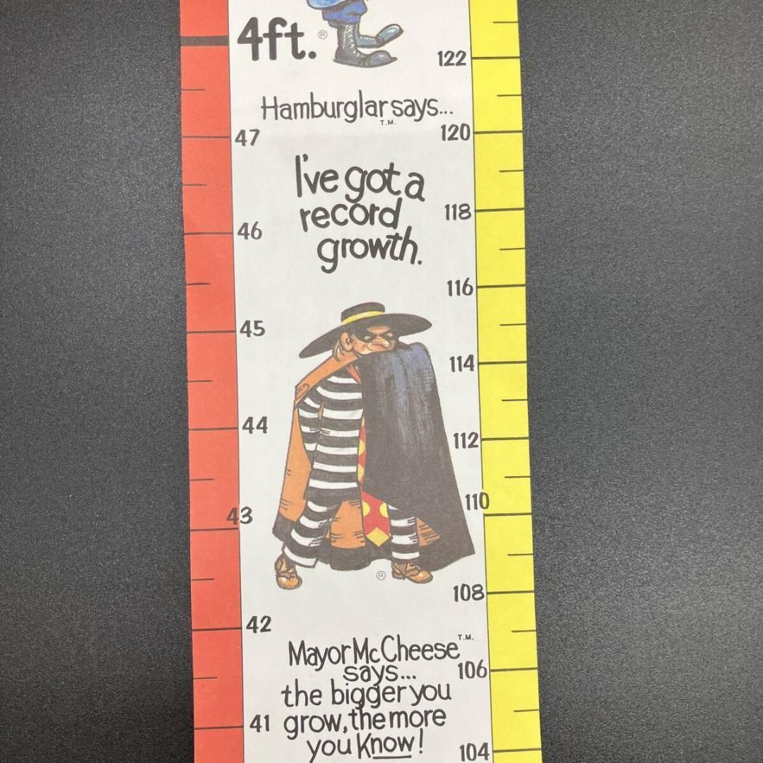 マクドナルド 1981年　身長計　ポスター 看板 サイン ビンテージ　USA製 マクドナルド 1981 ロナルド 身長計 ポスター 看板 サイン McDonald's