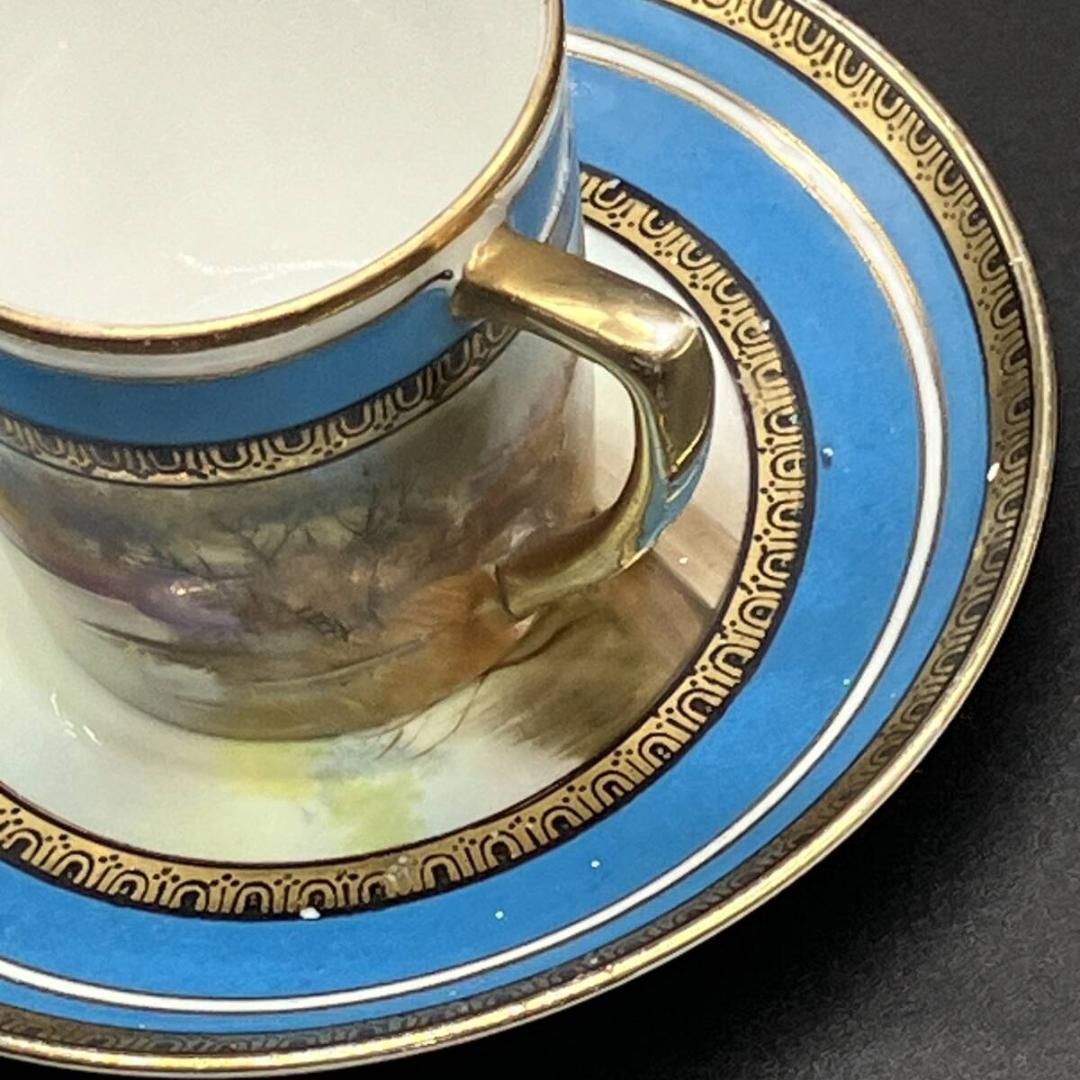 オールドノリタケ 初期輸出期 湖畔風景 白鳥絵図 金彩 ターコイズ