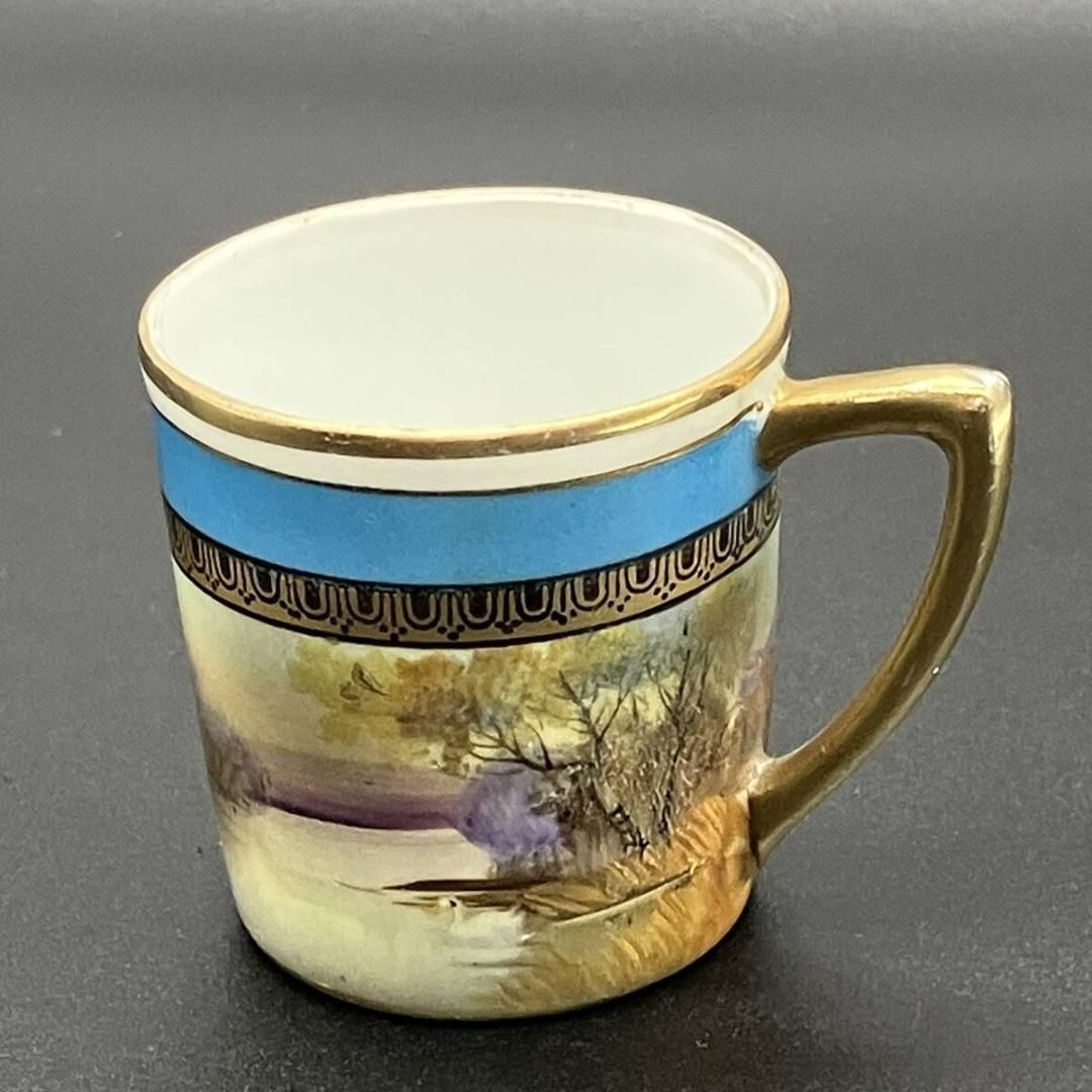 オールドノリタケ 初期輸出期 湖畔風景 白鳥絵図 金彩 ターコイズ