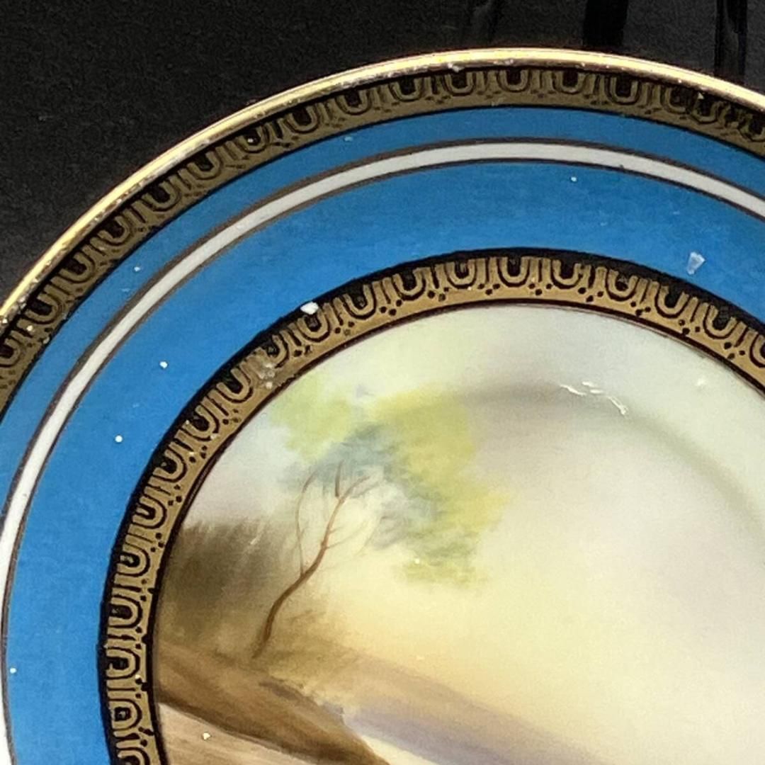 オールドノリタケ 初期輸出期 湖畔風景 白鳥絵図 金彩 ターコイズ