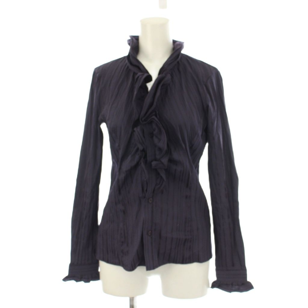 【美品】NARACAMICIE 長袖ブラウス 艶 センターフリル 1 パープル 美品】NARACAMICIE 長袖ブラウス 艶 センターフリル 1 パープル 楽天
