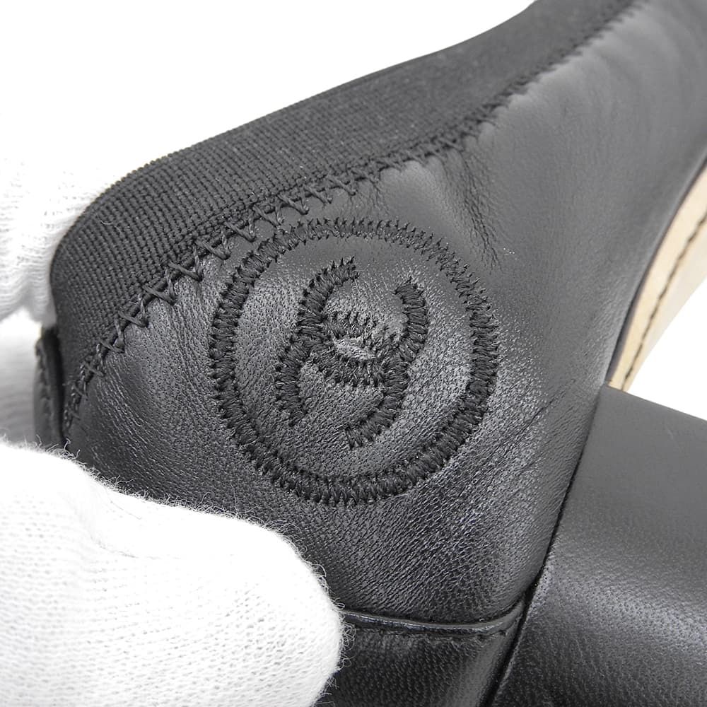 CHANEL シャネル 美品 ココマーク刺繍 ラウンドトゥ チャンキーヒール