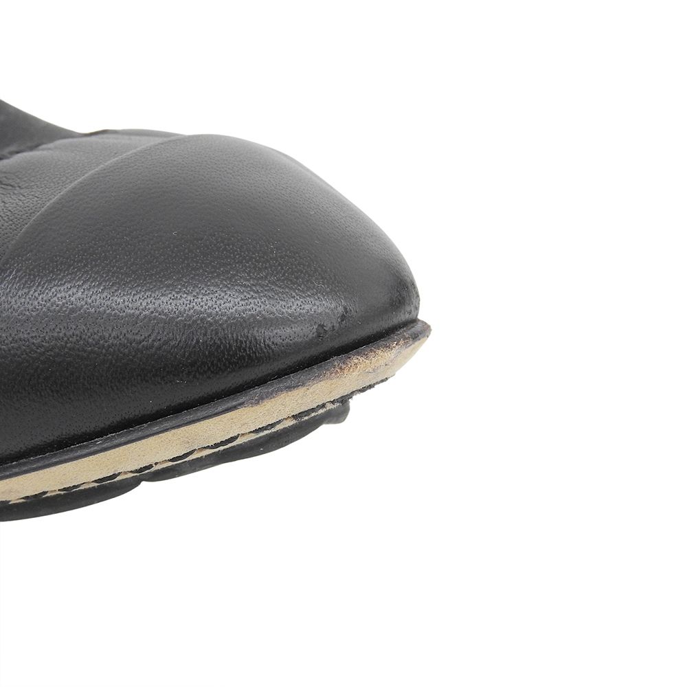 CHANEL シャネル 美品 ココマーク刺繍 ラウンドトゥ チャンキーヒール