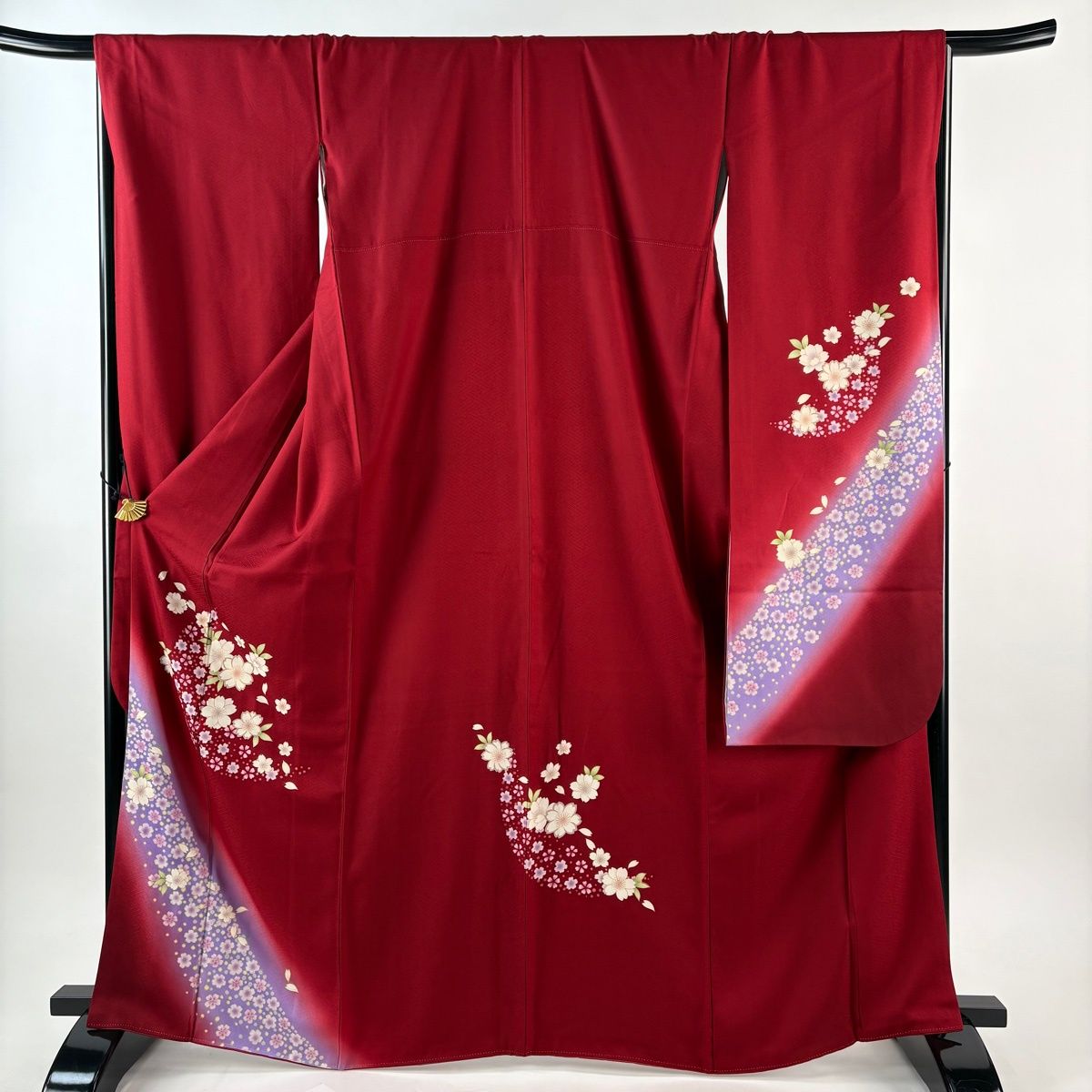 振袖 身丈167cm 裄丈67.5cm L 袷 桜 桜の花びら 金彩 ぼかし 赤 正絹