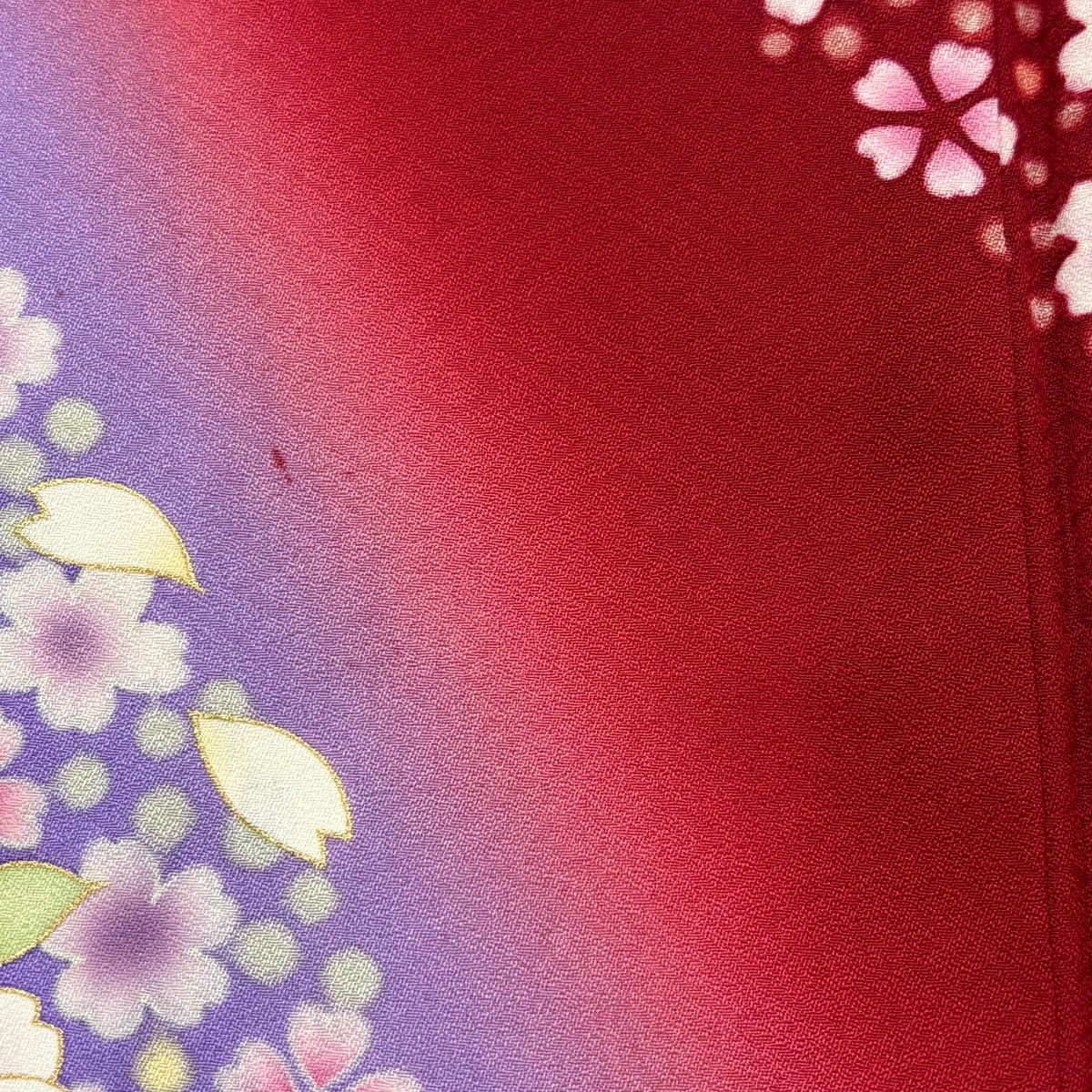 振袖 身丈167cm 裄丈67.5cm L 袷 桜 桜の花びら 金彩 ぼかし 赤 正絹