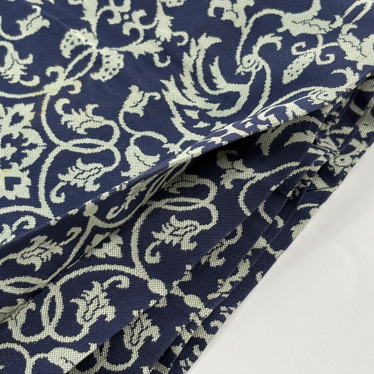 開き名古屋帯 逸品 龍村美術織物 比翼仕立て 鳥 花唐草 濃紺 正絹 