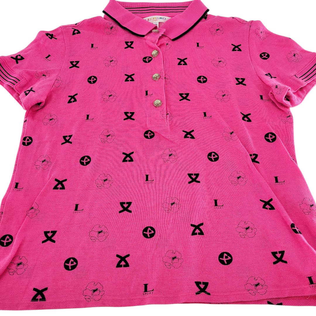 美品】LEONARD SPORT レオナール スポーツ 半袖ポロシャツ 38 ピンク