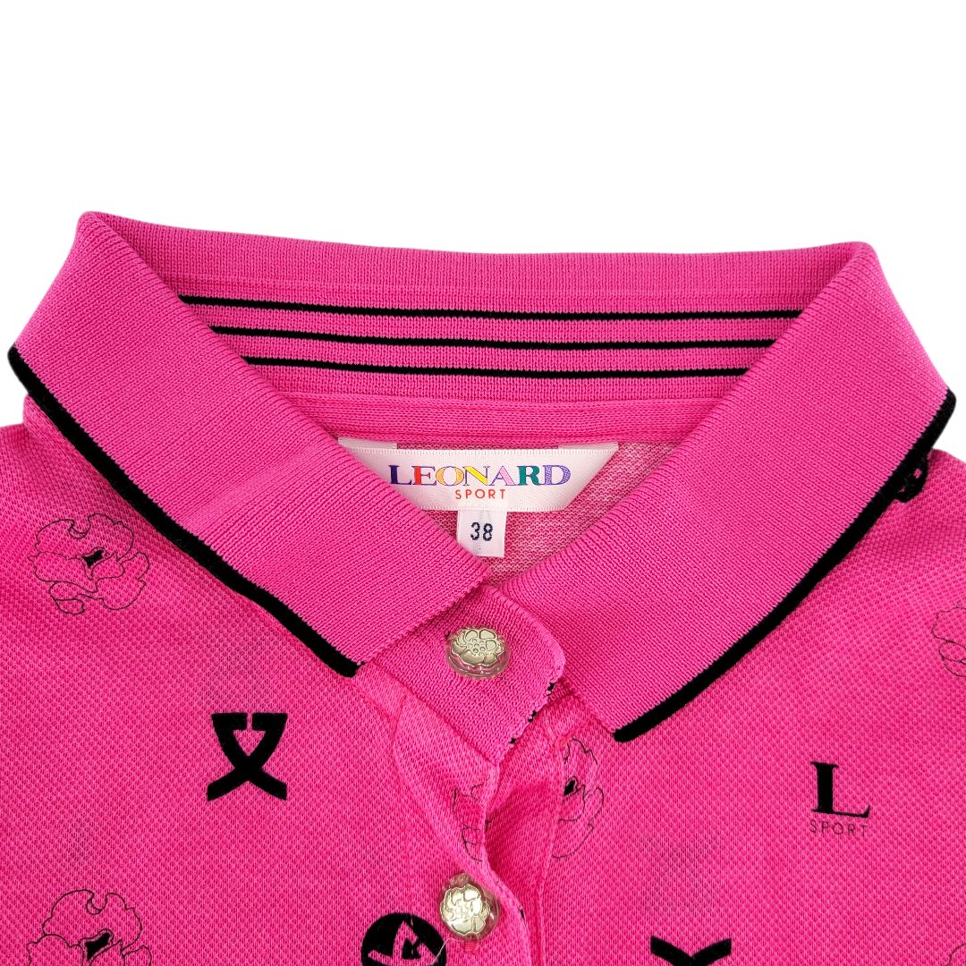 レオナールスポーツ半袖ポロシャツ 美品】LEONARD SPORT レオナール スポーツ 半袖ポロシャツ 38 ピンク