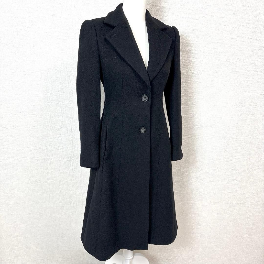 美品】 EMPORIO ARMANI ロングウールコート 38 ブラック無地 - メルカリ