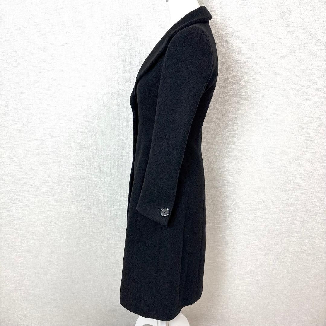 美品】 EMPORIO ARMANI ロングウールコート 38 ブラック無地 - メルカリ