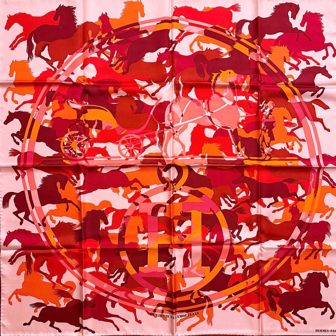 美品 お洒落 エルメス シルクスカーフ カレ90 エクスリブリス