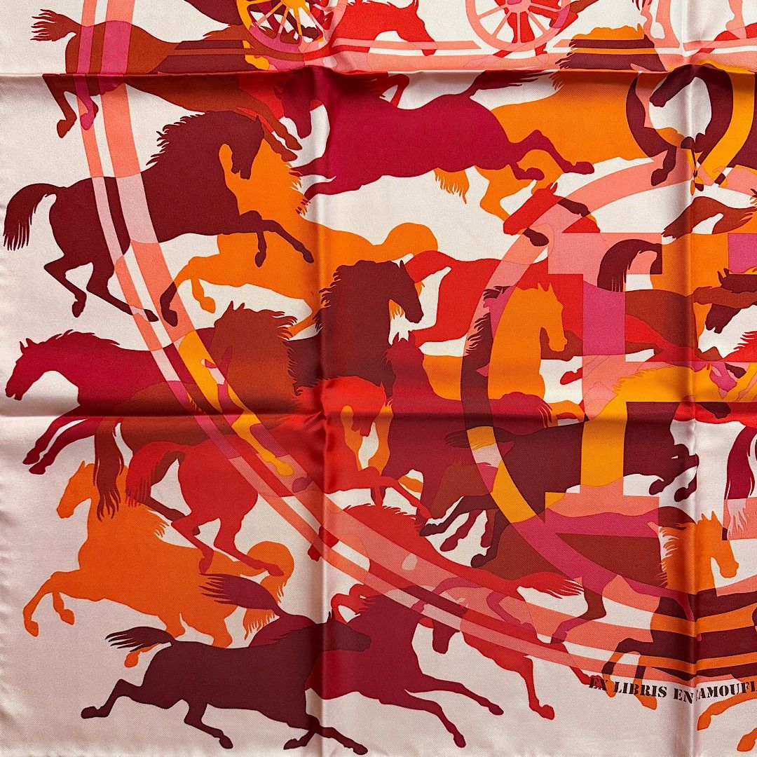 美品 お洒落 エルメス シルクスカーフ カレ90 エクスリブリス