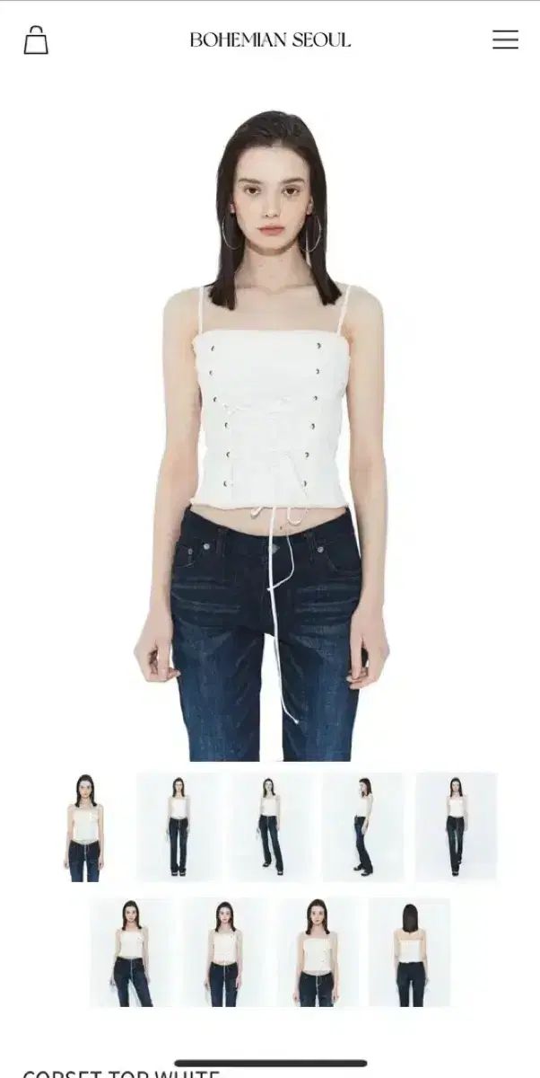 BOHEMSEO ボヘミアンソウル コルセット トップス ノースリーブ 白