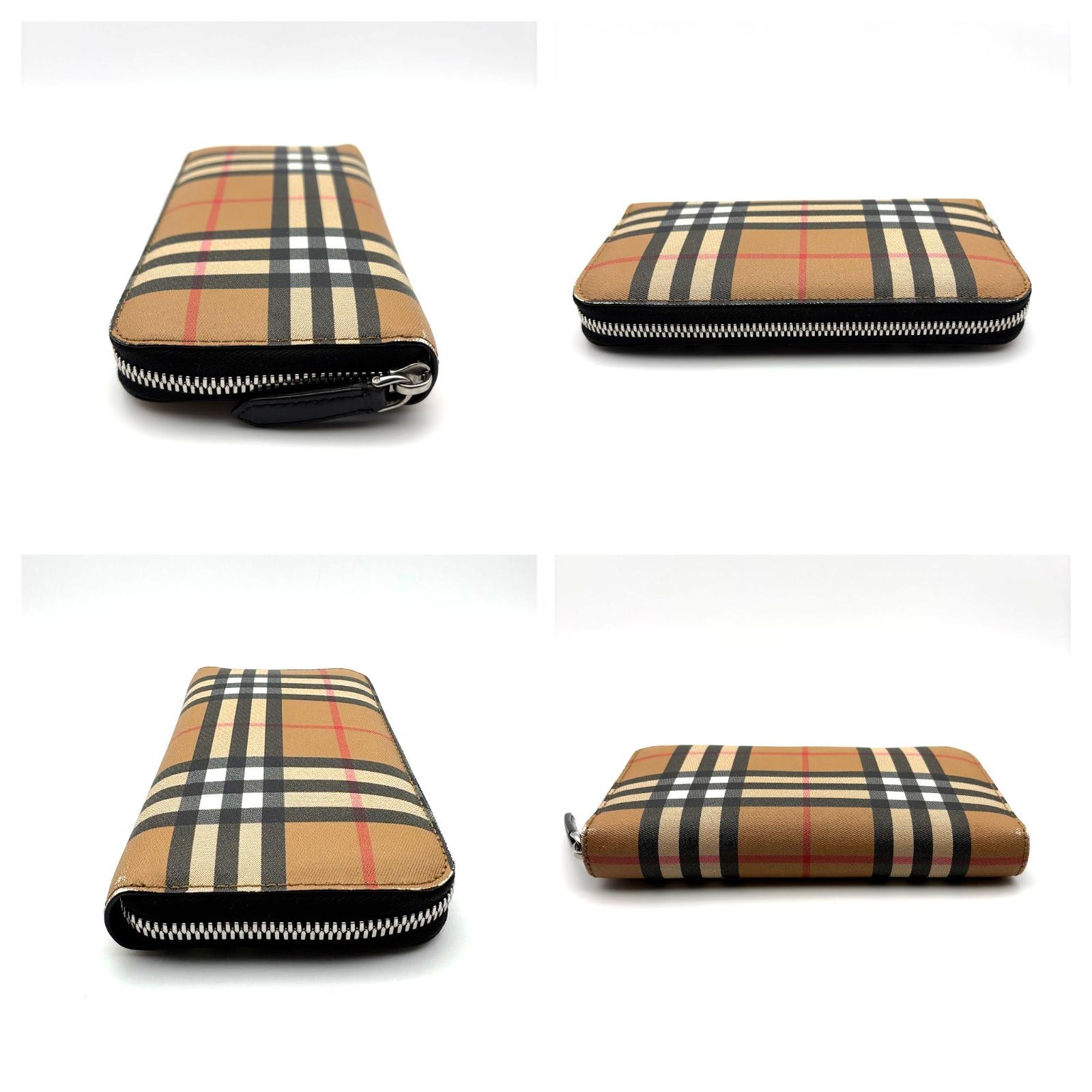 美品 】BURBERRY バーバリー ノバチェック ラウンドジップ 長財布 PVC