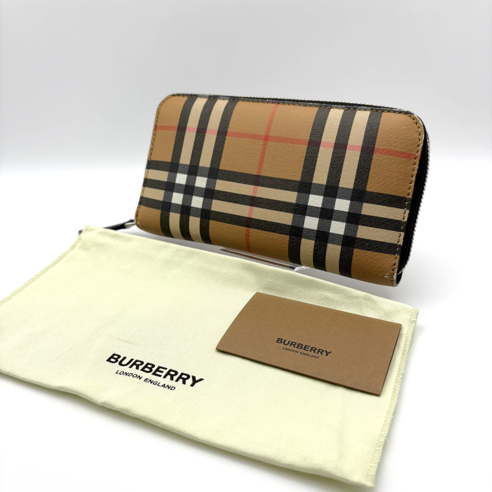 BURBERRY バーバリー ノバチェック 長財布 PVC レザー ブラウン
