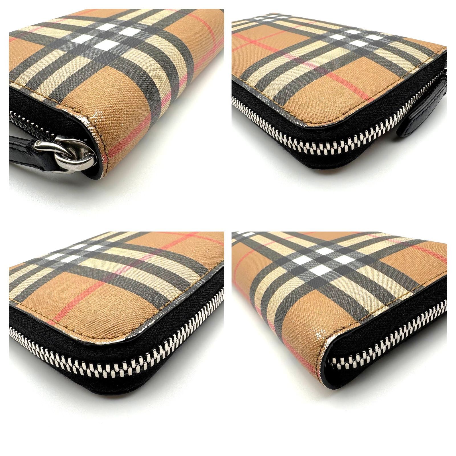 美品 】BURBERRY バーバリー ノバチェック ラウンドジップ 長財布 PVC