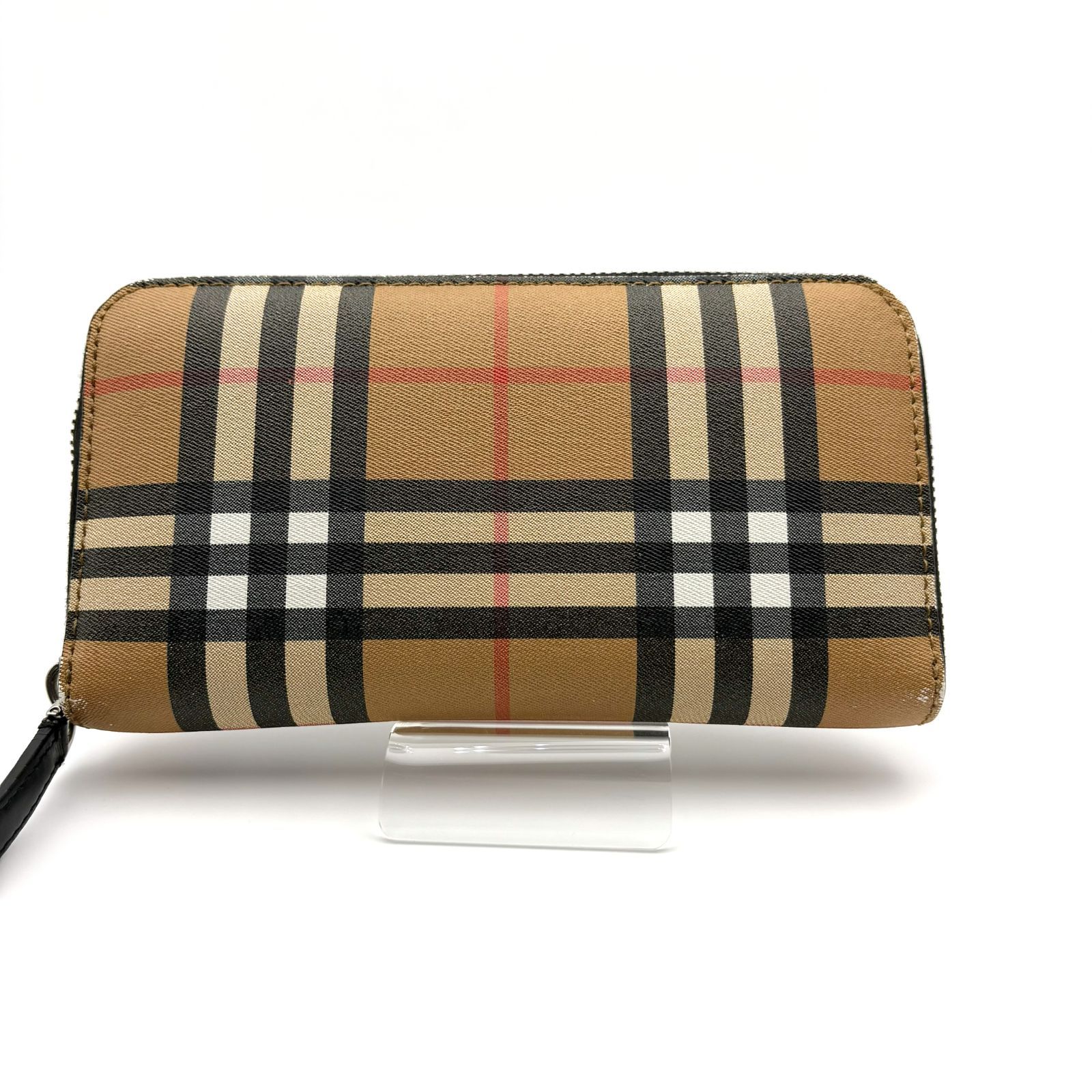 美品 】BURBERRY バーバリー ノバチェック ラウンドジップ 長財布 PVC 