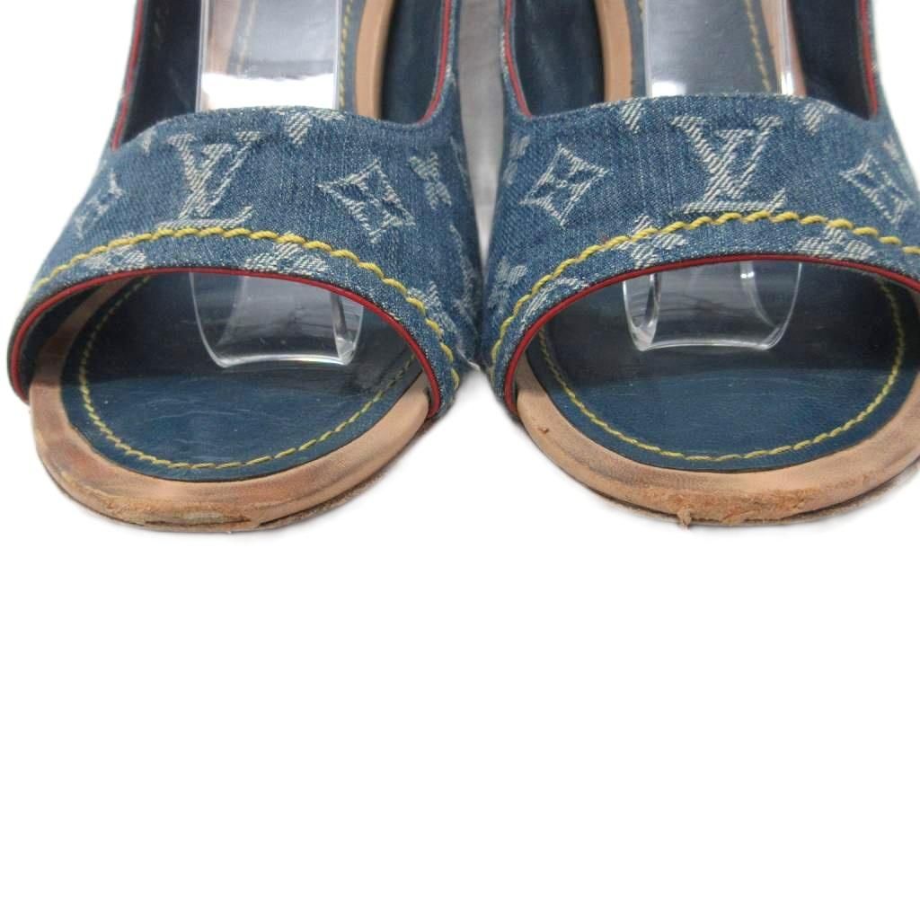 ルイヴィトン LOUIS VUITTON モノグラム パンプス デニム オープントゥ