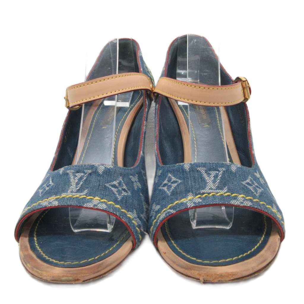 ルイヴィトン LOUIS VUITTON モノグラム パンプス デニム オープントゥ