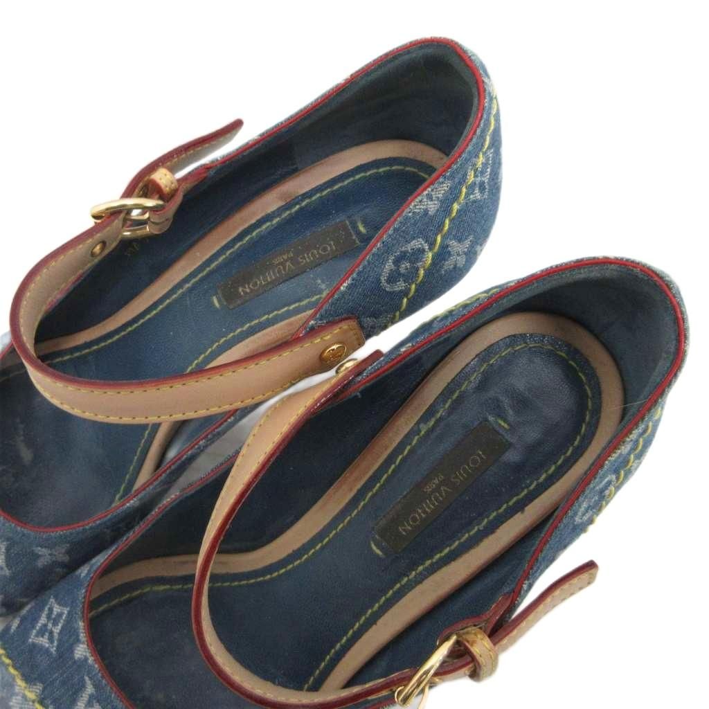 ルイヴィトン LOUIS VUITTON モノグラム パンプス デニム オープントゥ