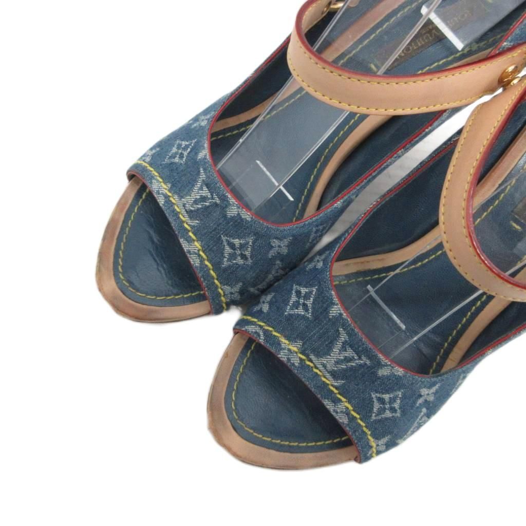 ルイヴィトン LOUIS VUITTON モノグラム パンプス デニム オープントゥ