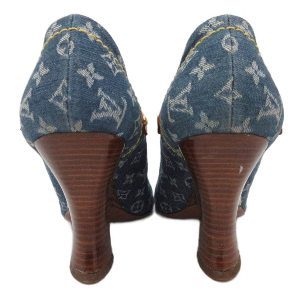 ルイヴィトン LOUIS VUITTON モノグラム パンプス デニム オープントゥ