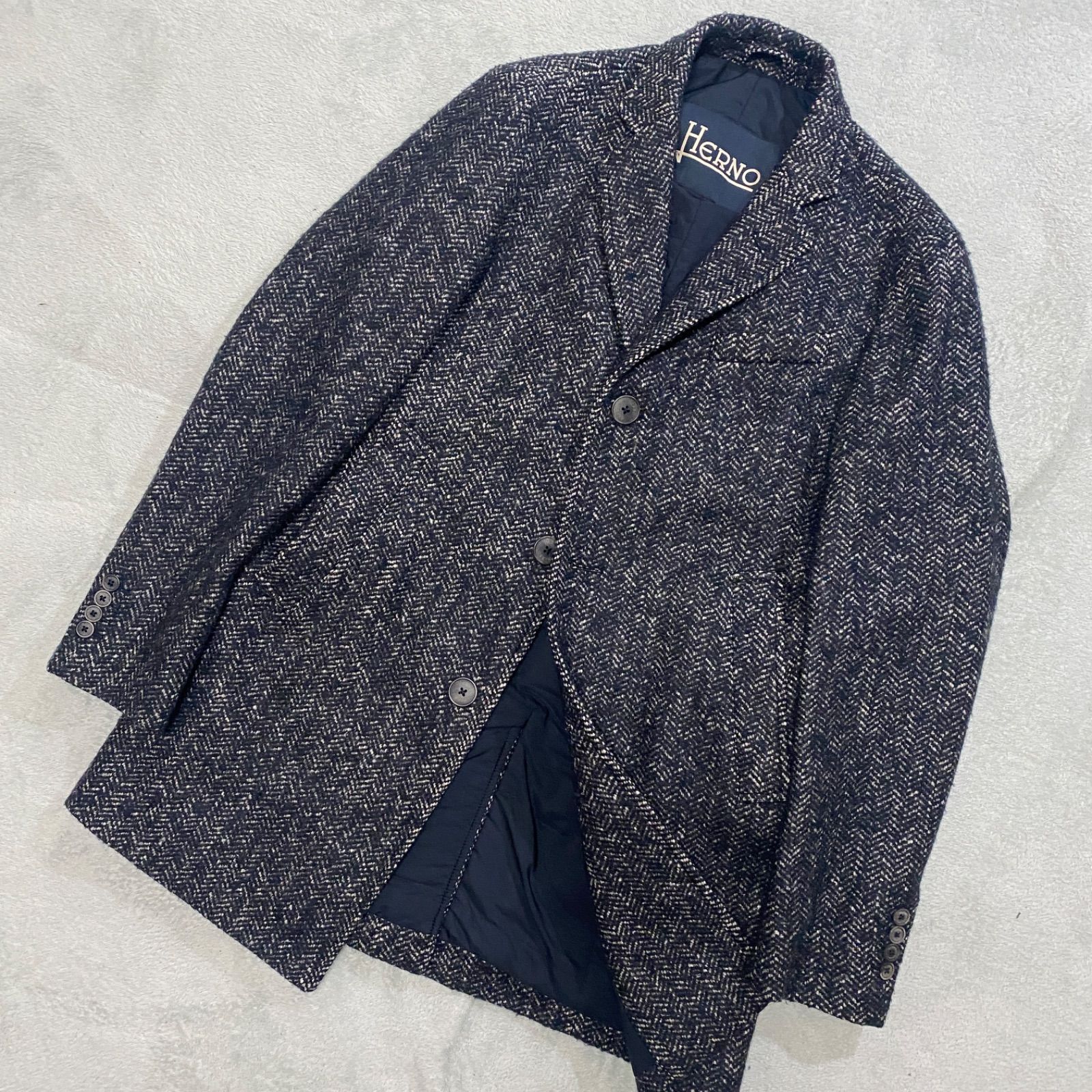 HERNO ヘリンボーン チェスターコート グレー ヘルノ サイズ46 