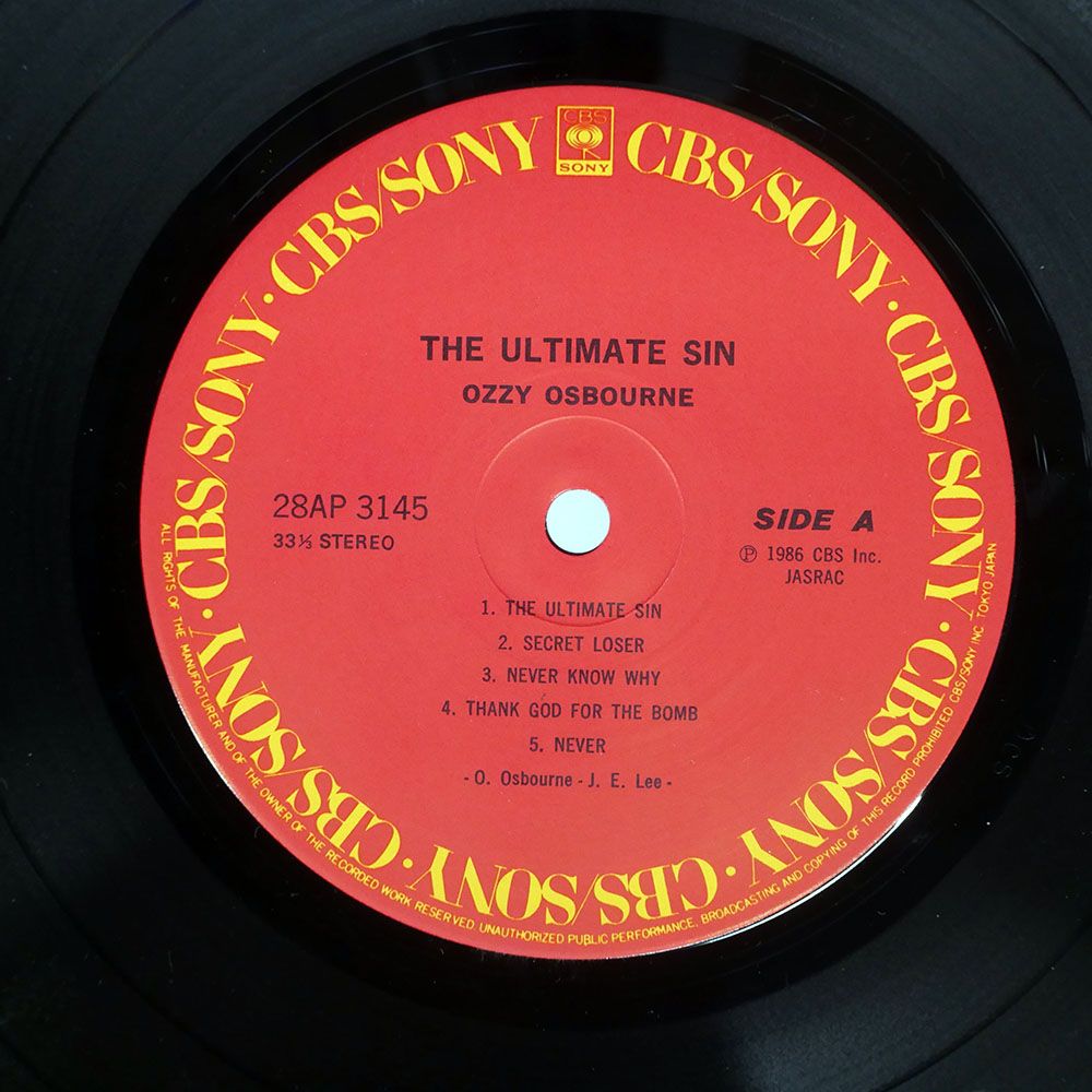 国内盤 OZZY OSBOURNE/ULTIMATE SIN/CBS/SONY 28AP3145 LP - メルカリ