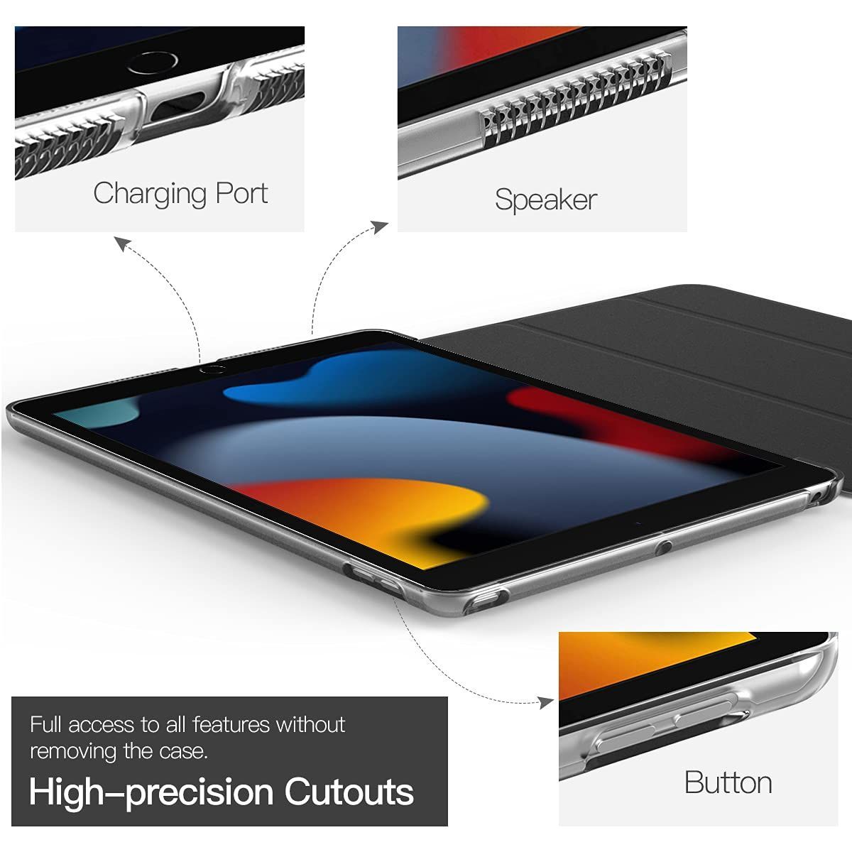 PUレーザー ハードカバー 開閉式 半透明 三つ折り 10.2インチ ケース