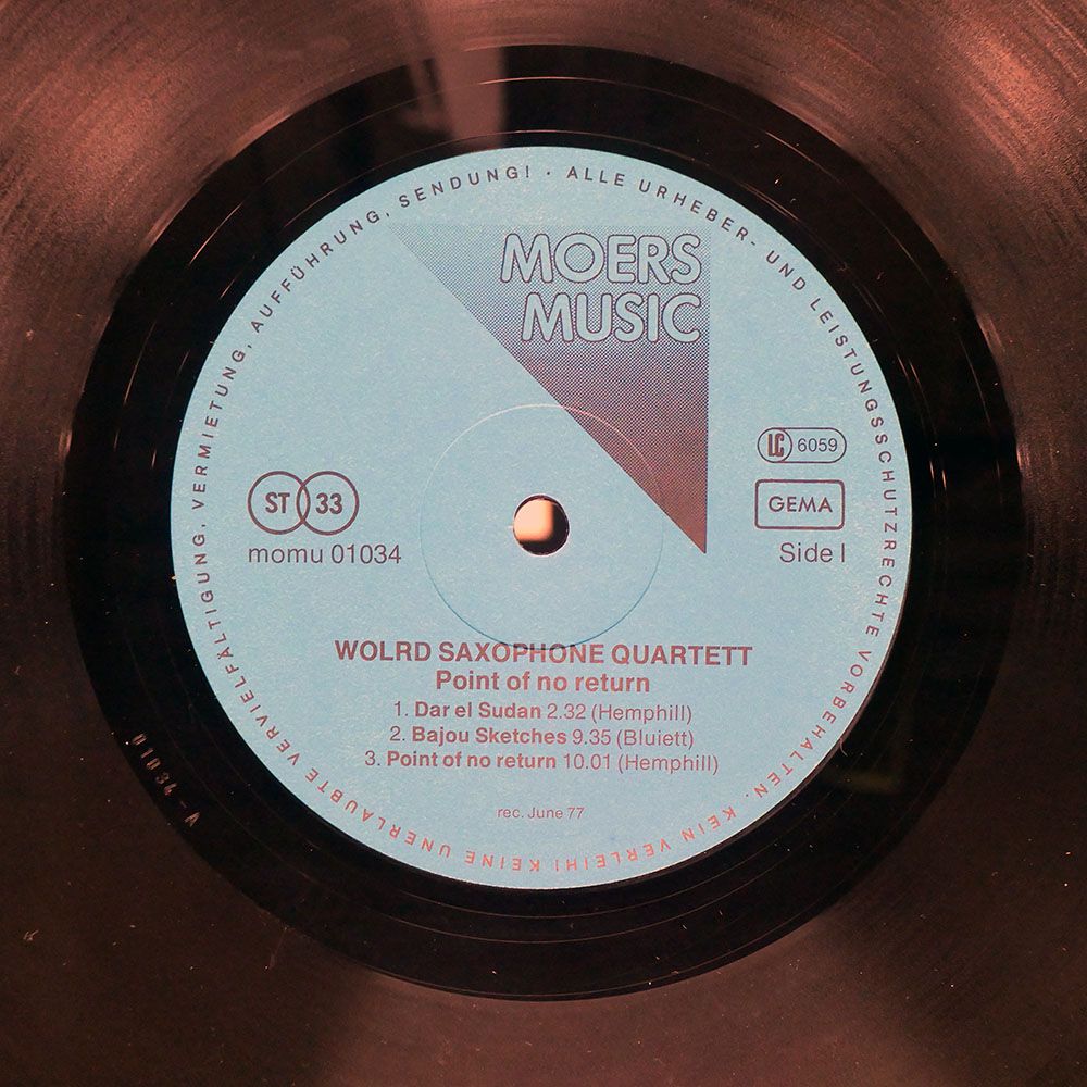 帯 ドイツ盤 WORLD SAXOPHONE QUARTET/POINT OF NO RETURN/MOERS MUSIC