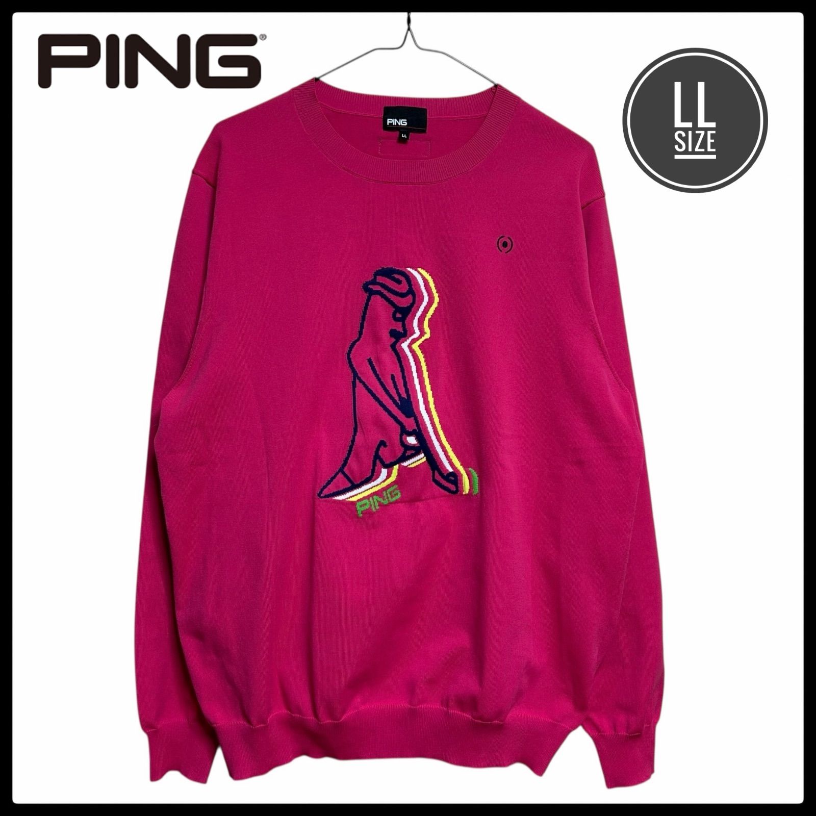 極美品 PING ピン ストレッチ ゴルフウェア ビックロゴ クルーネック