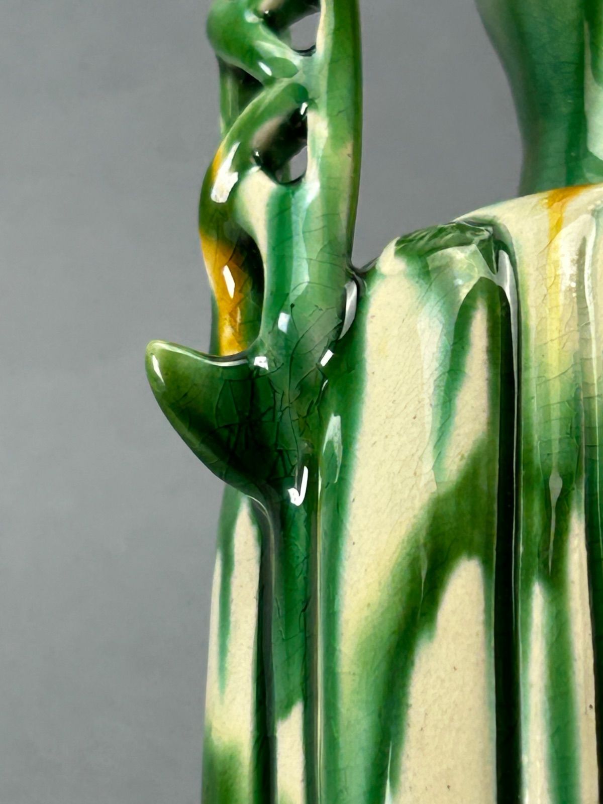 幽玄】上位作 人間国宝 加藤卓男 三彩貼手付花瓶 国重要無形文化財認定