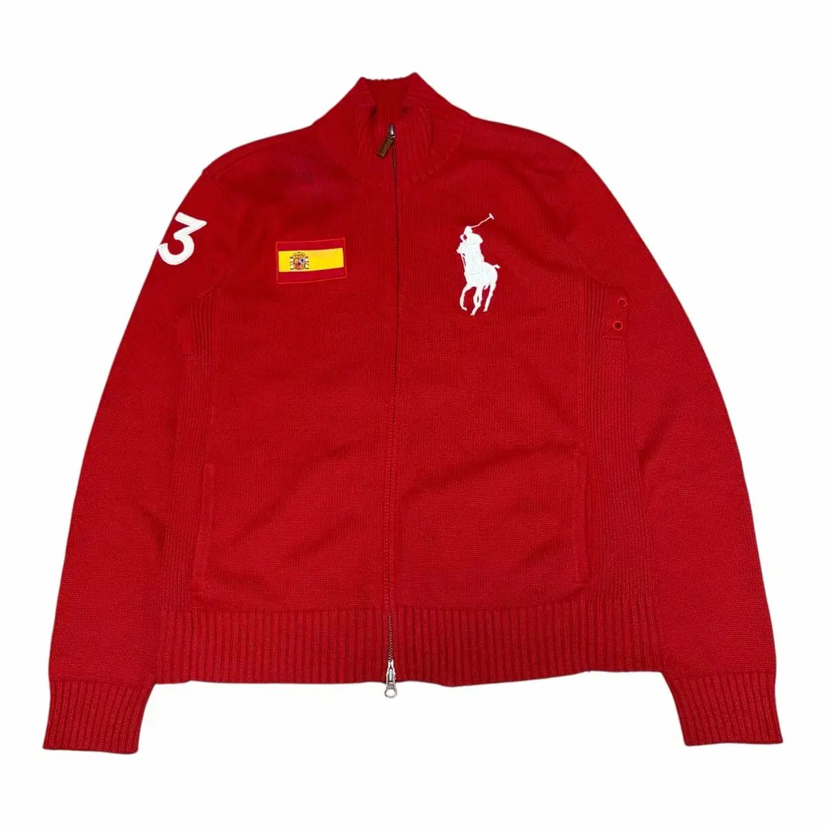☆ ポロ POLO レッド ビックポニー ニットジップアップ 90/S Polo 