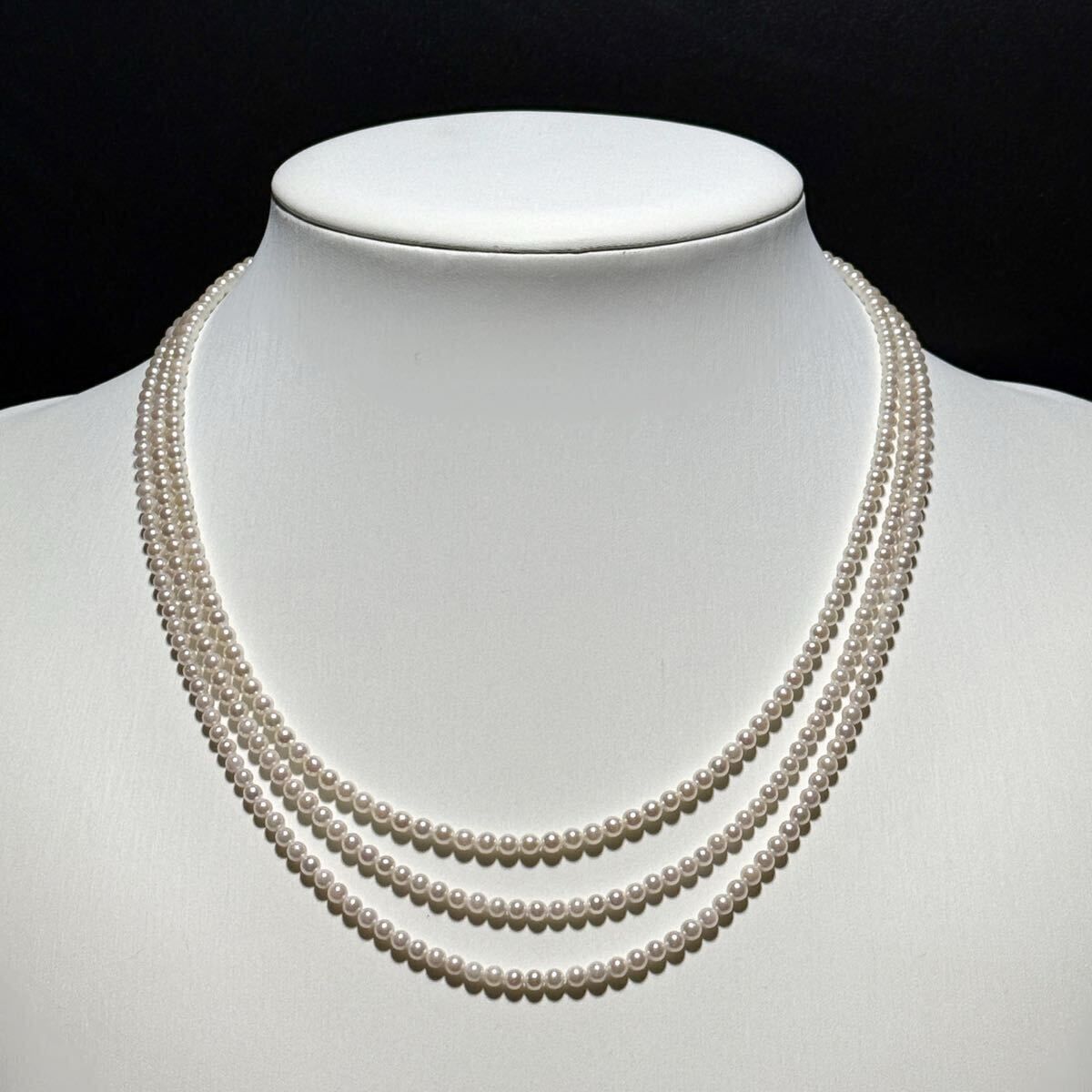 3連】TASAKI/タサキ ベビーパール アコヤ真珠 ネックレス ホワイト系