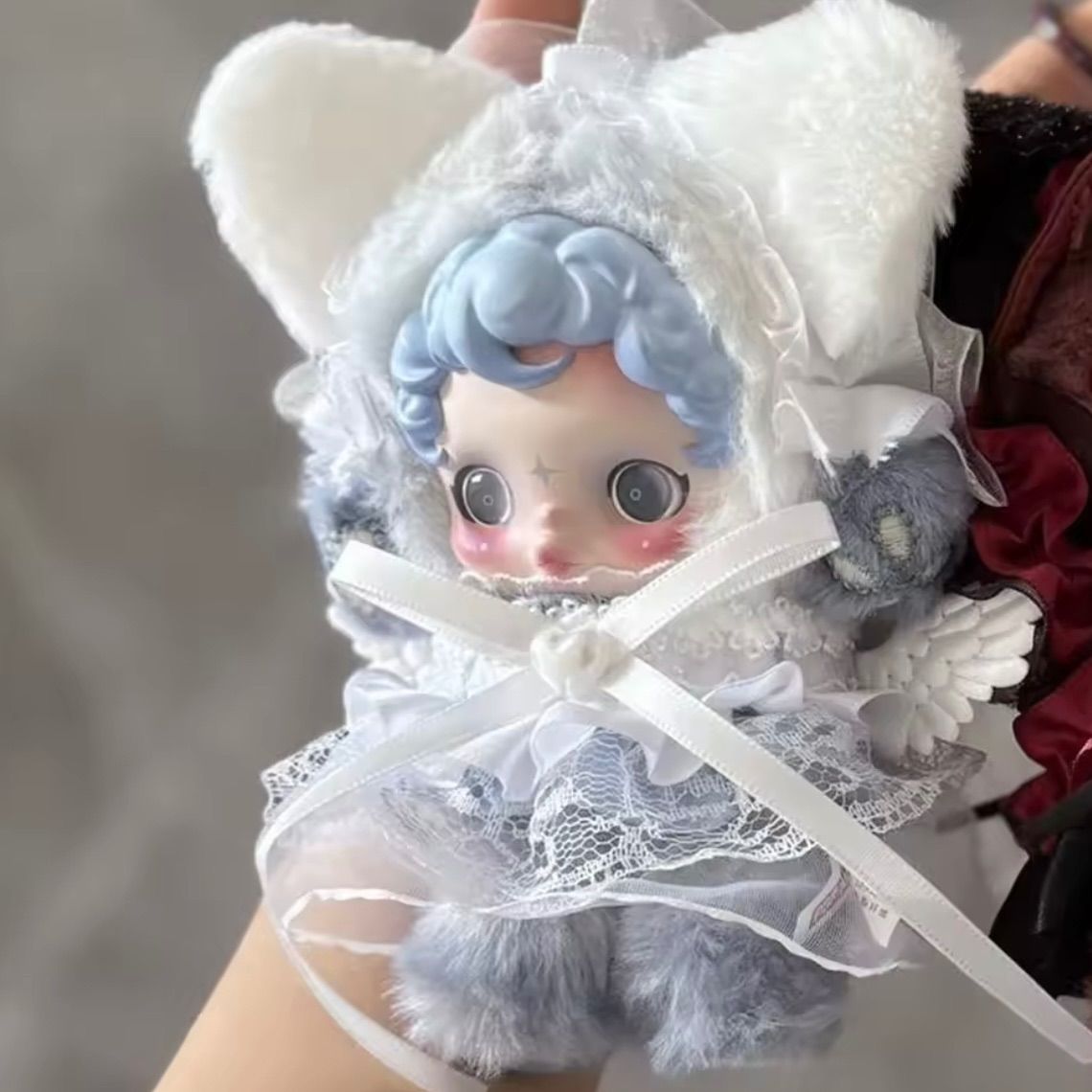 スカルパンダ対応 うさ耳ホワイト天使風着せ替え衣装 ぬい服