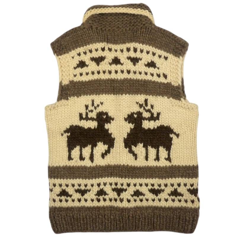 美品 希少 カナダ製 カウチンベスト メープルボタン トナカイ柄 XL相当 美品 希少 カナダ製 カウチンベスト メープルボタン トナカイ柄 XL相当
